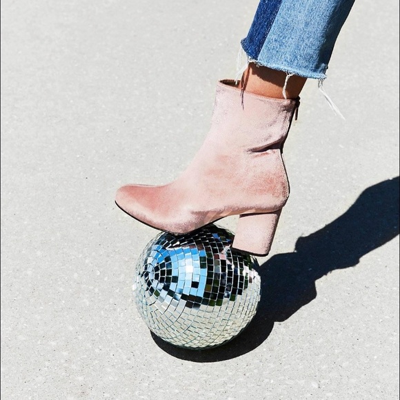 Free People Shoes - Free People Velvet Cecile Bootie Rose Ankle Boots